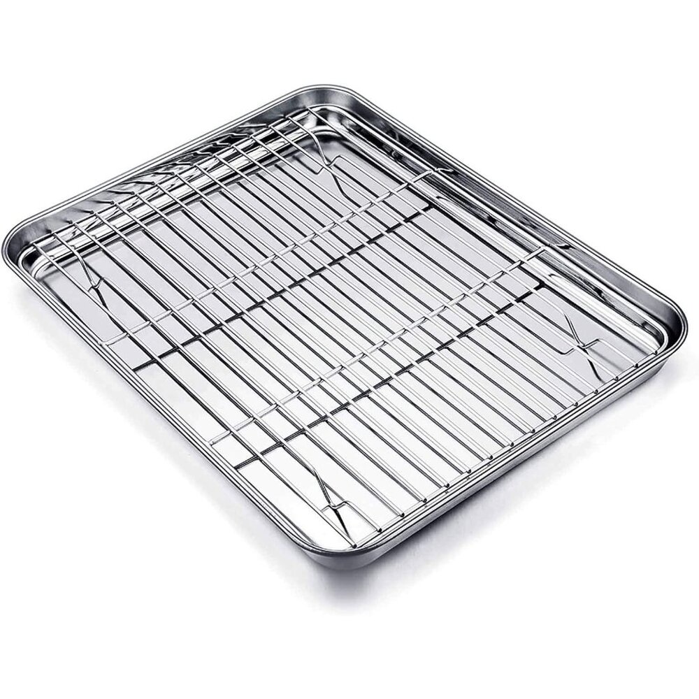 Baking Tray and Rack Set, Stainless Steel Baking Pan Cookie Sheet with Cooling R